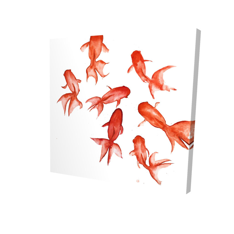 «Red Fishes», art sur toile | Superbe décoration aquatique rouge
