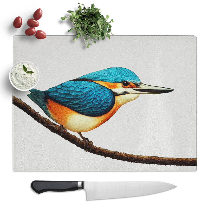 Dreamy Kingfisher Bird  Glass Chopping Board