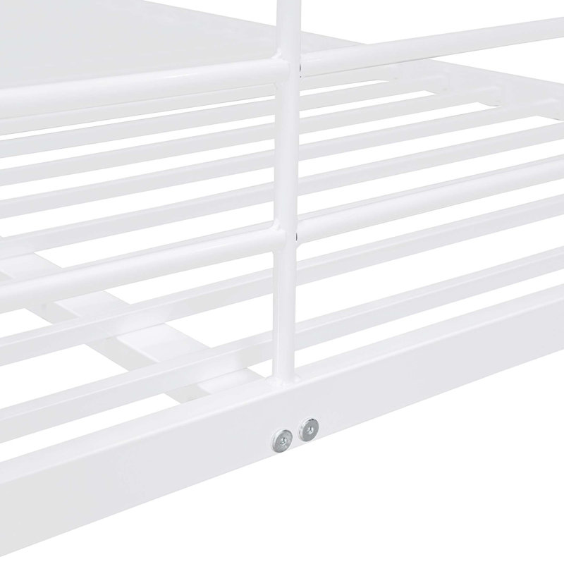 Full XL Over Queen Metal Bunk Bed, Blanc