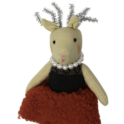 Sitting Reindeer Girl In Dress Christmas Figure - 5.5"