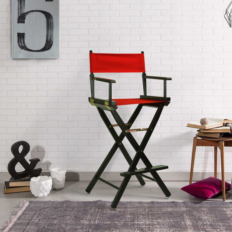 30" Folding Director Chair with Canvas, Red, Black