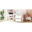 Lit mezzanine simple simple avec bureau roulant, tablette et tiroirs - blanc, fabrication solide dans un bureau blanc améliorant l'espace de rangement