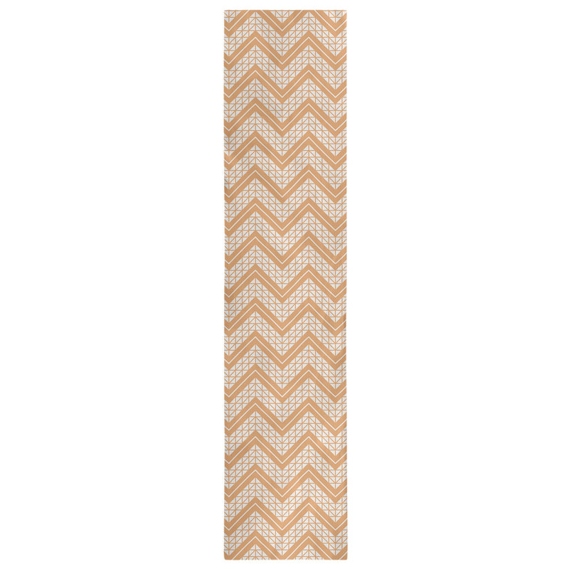 Stephenie Classic Hand Drawn Chevron Table Runner, 16" x 90", Tomato Orange