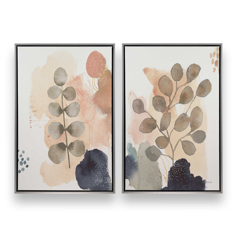 Ensemble de 2 feuilles harmoniques duo II, H 37 po x l 50 po, Cadre flottant en chrome poli