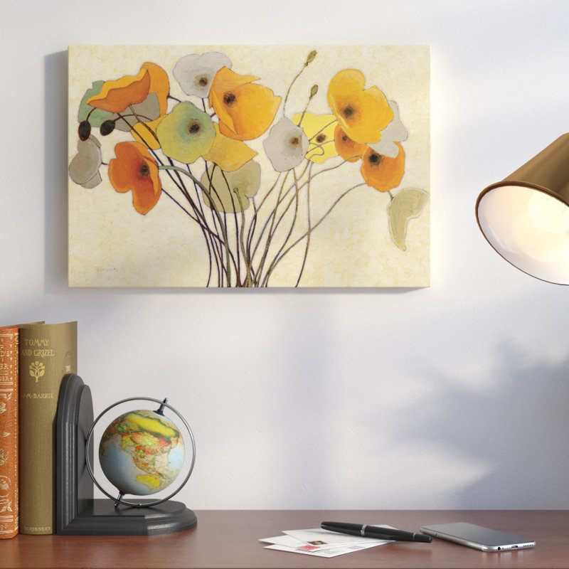 «Pumpkin Poppies I», reproduction d'art sur toile tendue, H 26 po x l 40 po x p 1,5 po, Toile tendue