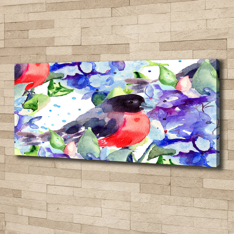 Bird and Flowers 1 Piece Wall Art on Canvas