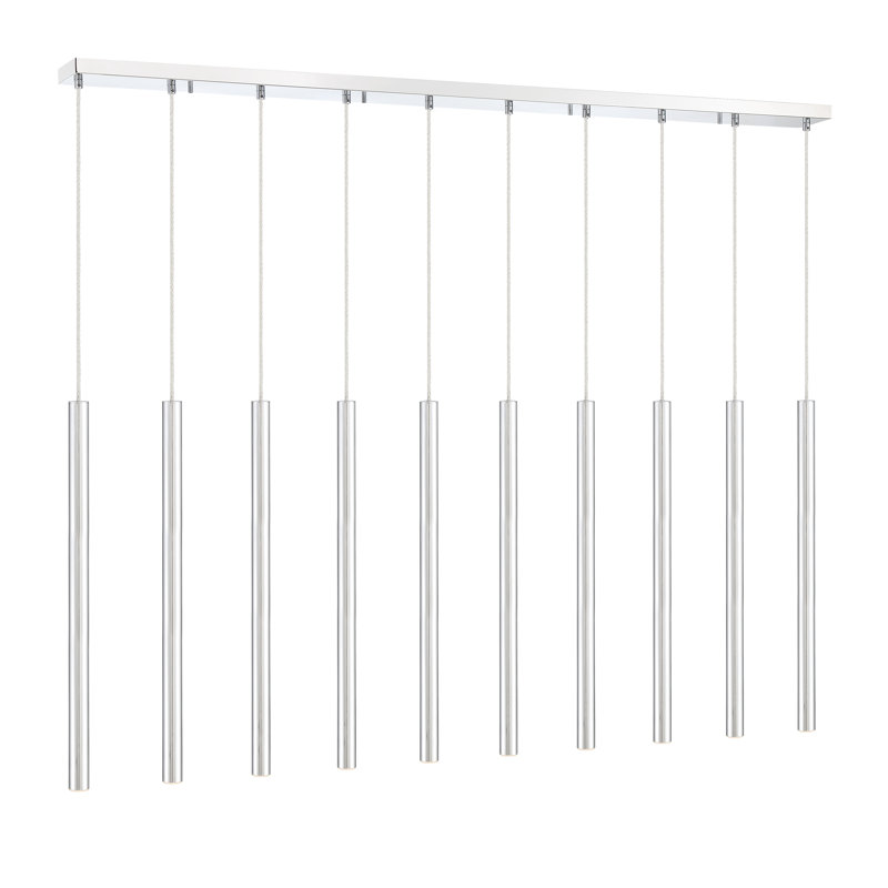 Luminaire suspendu linéaire à 10 lumières pour îlot de cuisine Bowning, Chrome