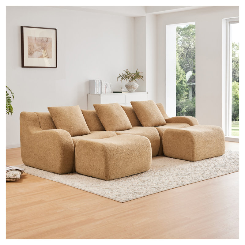 Canapé modulaire en U Camel Teddy, Brun / brun clair