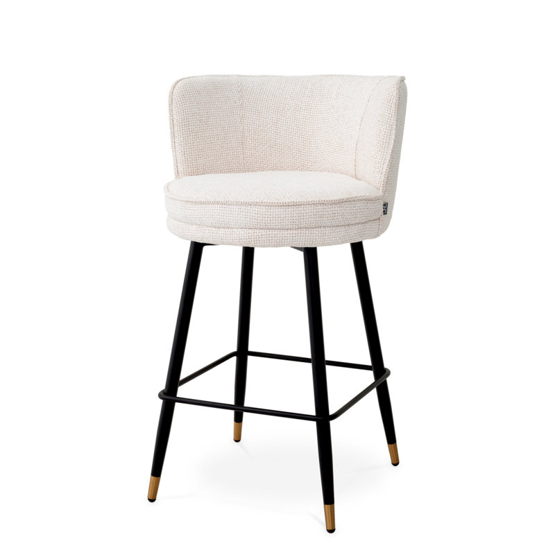 Bar Stool Grenada Velvet, Counter Stool (27.17" Seat Height), Off White