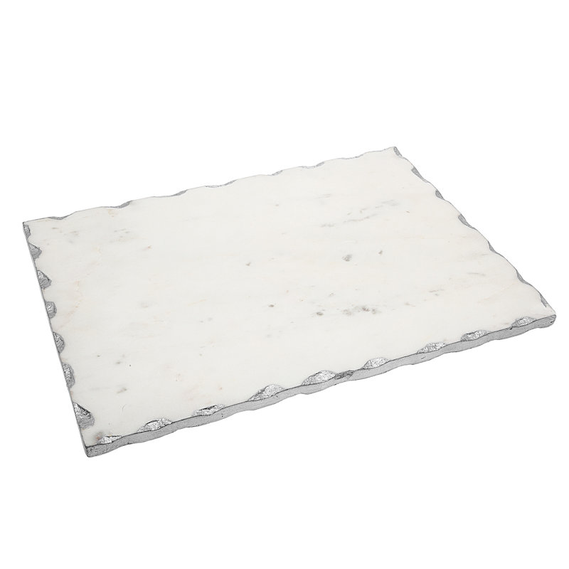 Planche de service en marbre Alina Marquise, Blanc / argent