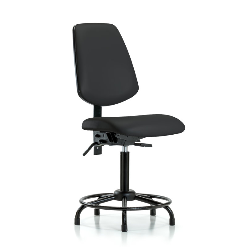 Trista Vinyl Drafting Chair, Black, Glides, Not Included