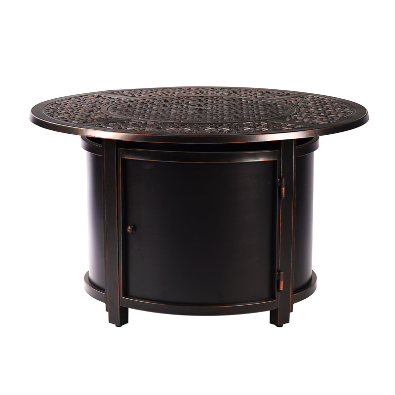 Aerne Round Propane Smokeless Fire Pit Table with Hidden Fuel Tank, Antique Copper