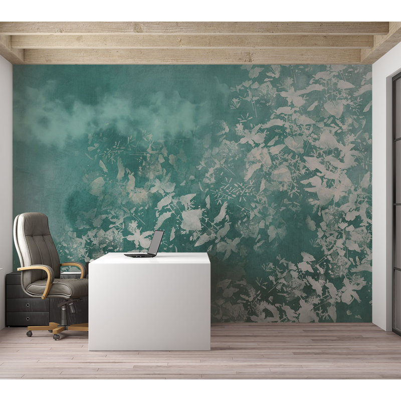 Papier peint botanique - Jardin bleu, L 110 po x l 157 po