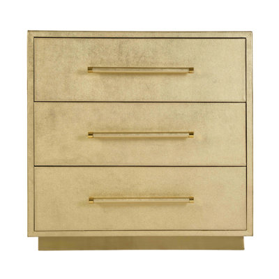 Sudie 28 in. W Rectangular 3 Drawer Accent Chest, Gold