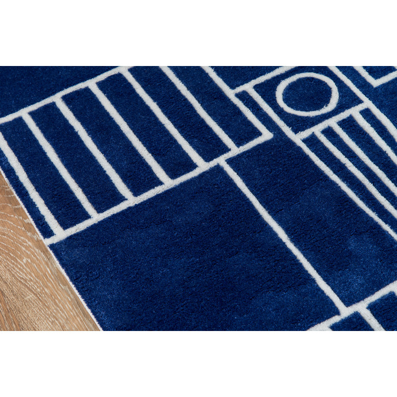Tapis bleu marine touffeté à la main Taron, Rectangle 2 pi x 3 pi