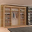 Modern 3 Door Sliding Wardrobe with Mirror, 250cm Large Bedroom Storage with 9 Shelves & Hanging Rail - White, Oak Sonoma, Cashmere, Artisan-2146962044