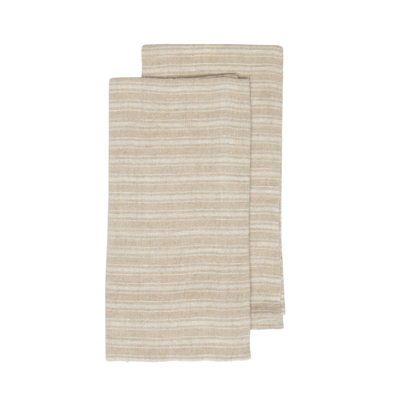 Boat Stripe Stripe Tea Towel Kitchen Towel, Natural/White