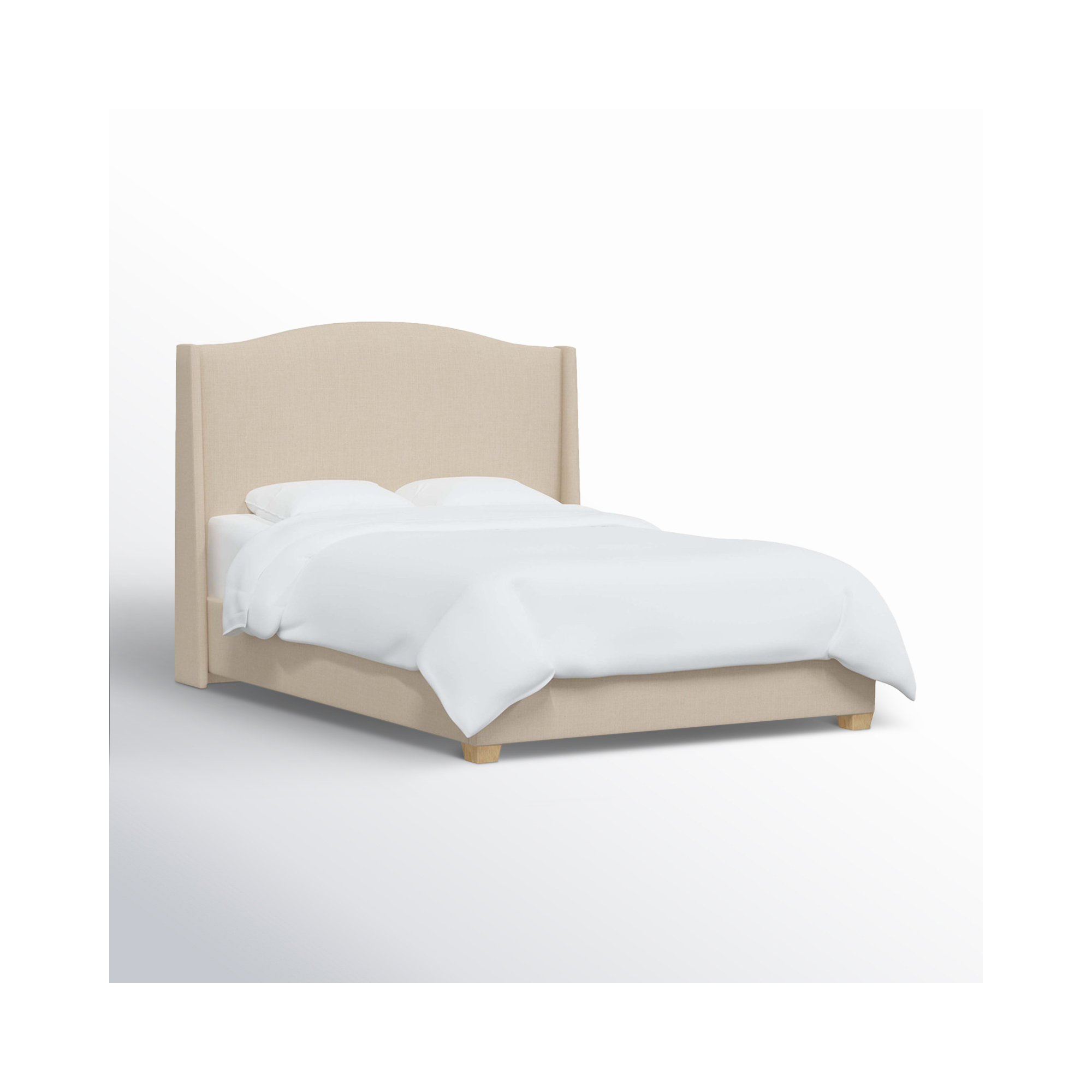Allis Upholstered Wingback Bed, Twin, Classic Linen Linen