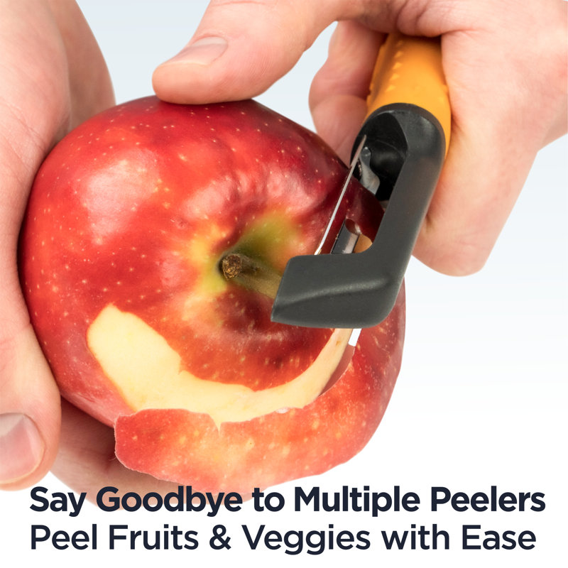 Deiss Pro Swivel Vegetable Peeler - Sharp Durable Stainless Steel Peeler With Easy Non-slip Orange Hand Grip, Orange/Silver