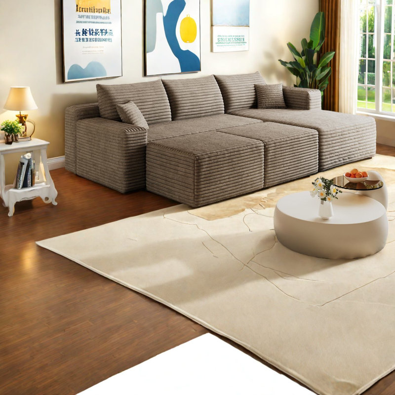 Canapé modulaire en velours côtelé 95 pouces