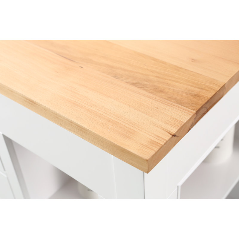 Casen Solid Wood Kitchen Island, White