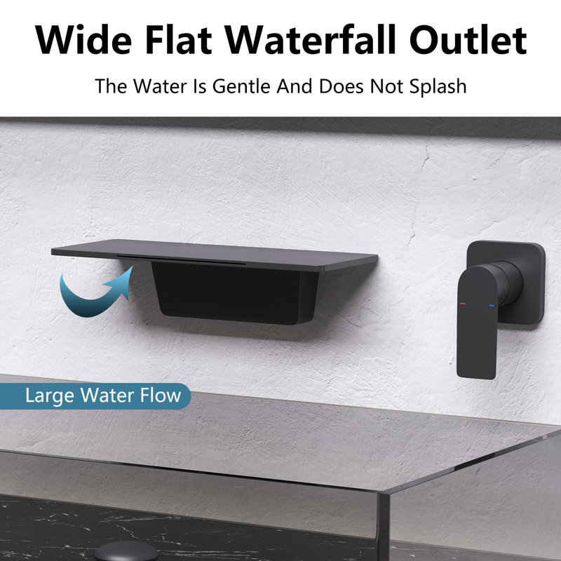 Wall Mounted Bathroom Faucet, Matte Black