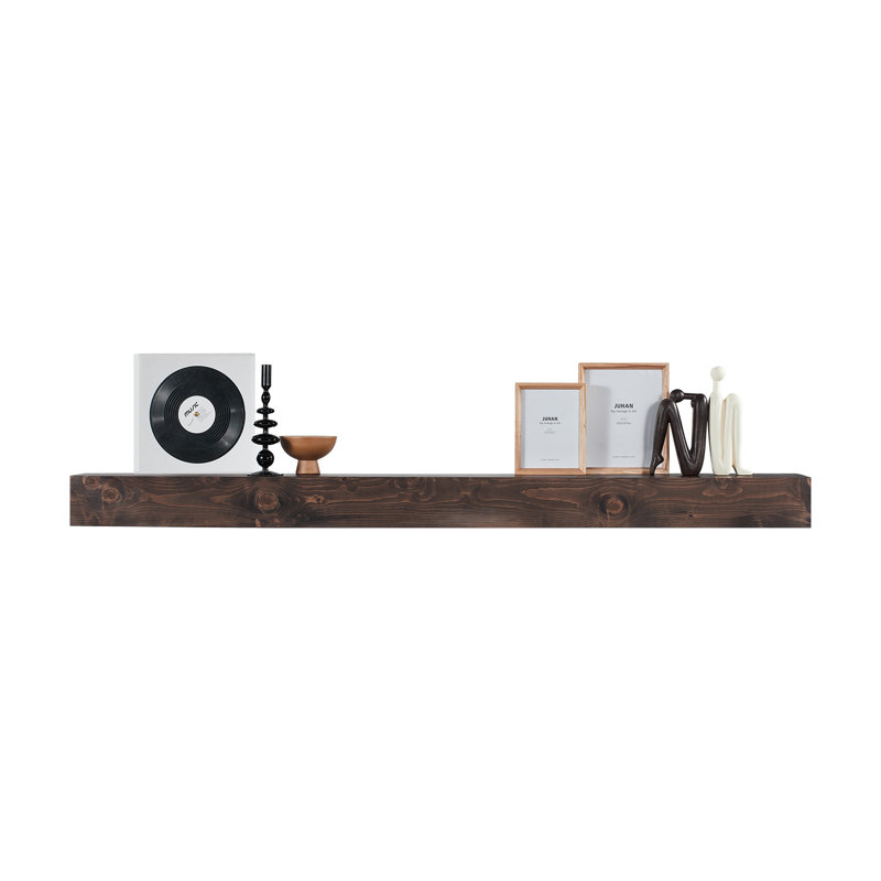 Ebern Designs Fireplace Mantel Wood Shelf Floating Rustic Fireplace Mantel 72", Brown