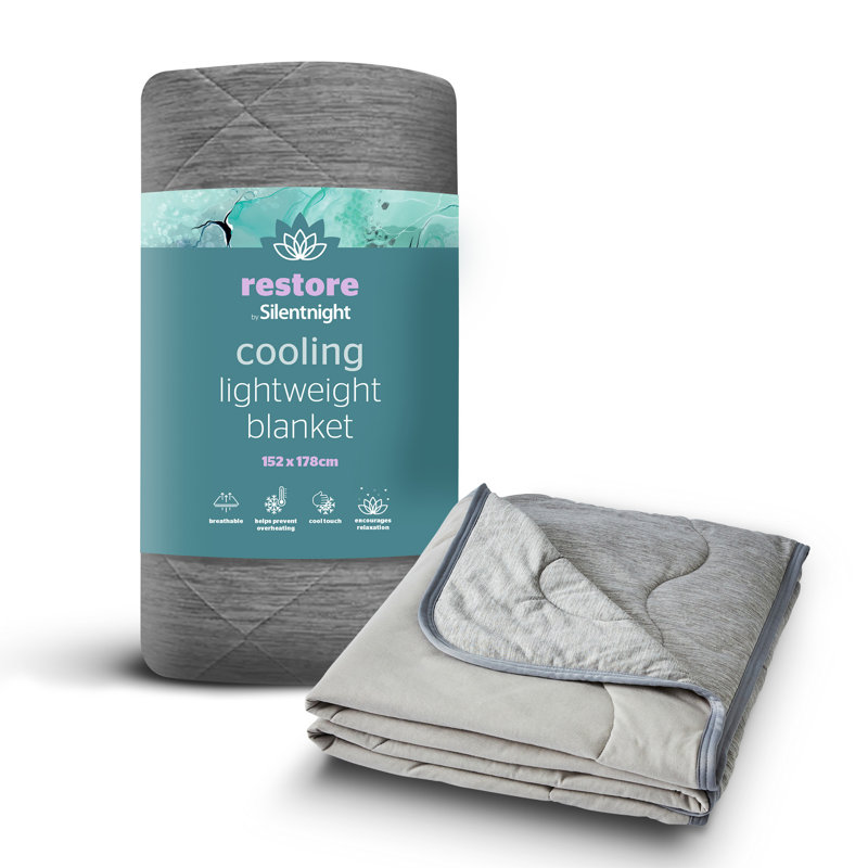 Silentnight Restore Lightweight Cooling Throw, Grey, 178cm L x 152cm W 