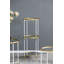Slim 3-Tier Round Accent Shelf, Gold-White Frame with Glass Shelves