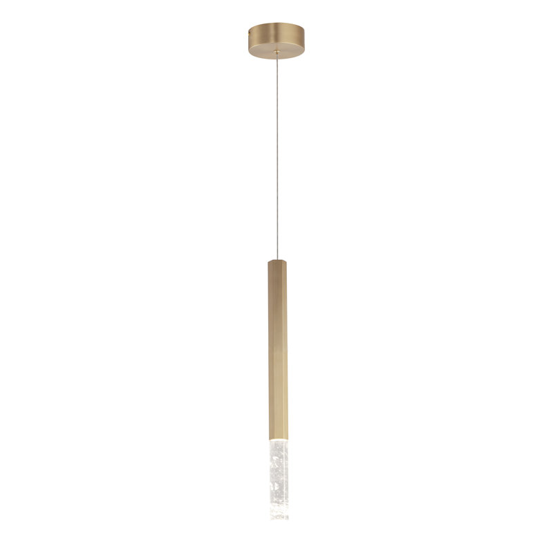 Luminaire suspendu 1 lumière diaphane, Or, H 19,75 po x l 1,5 po x P 1,5 po