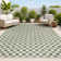 Aimee Traditional Cottage Checkerboard Green/Cream Indoor/Outdoor Rug