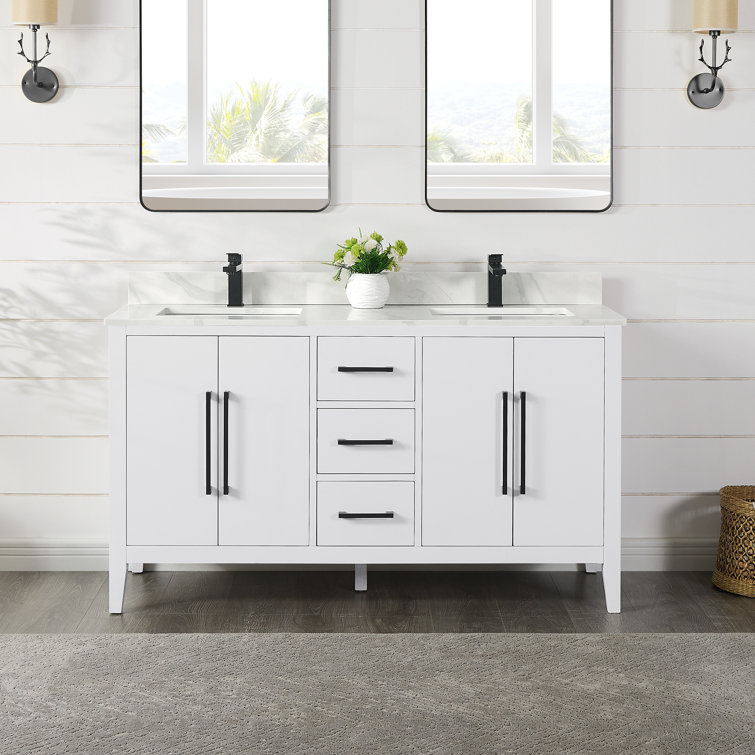 Armanno 60"  Free Standing Double Bathroom Vanity with Quartz Top