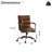 Executive Retro Office Chair - Top-Grain Leather Swivel Chair with Adjustable Height