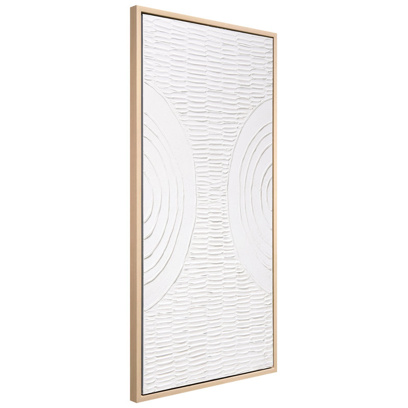 Symmetrical Harmony Heavily Textured Hand Painted White Framed Canvas Wall Art