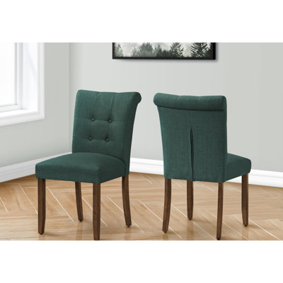 Lot de 2 chaises de salle à manger modernes, hauteur 96,5 cm, accoudoirs rembourrés bleus, pieds en noyer, pour salon et cuisine.