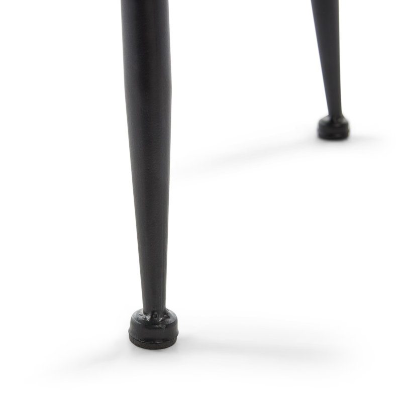 Easton Natural Wood and Black Metal Round Side Table