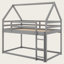 Lit superposé simple au-dessus de simple avec échelle, structure en pin massif, conception de maison de jeu pour enfants, mobilier de chambre peu encombrant-155979062