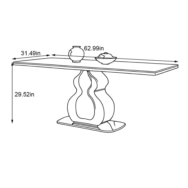 Household small family rectangular dining table, 29.52"H x 62.99"L x 31.49"W