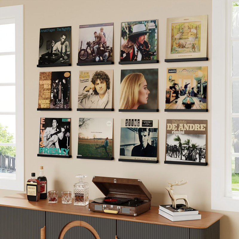 12 pièces de rangement pour disque vinyle, support pour disque vinyle 12 pouces, support mural, noir, Noir