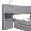 Lit plateforme tapissier avec lampes de lecture, tiroirs, lit gigogne et tablettes de rangement