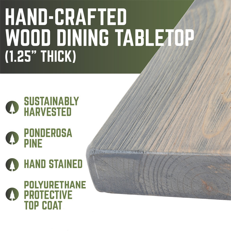 Boulder Black Pine Solid Wood Dining Tabletop, 60" x 36"