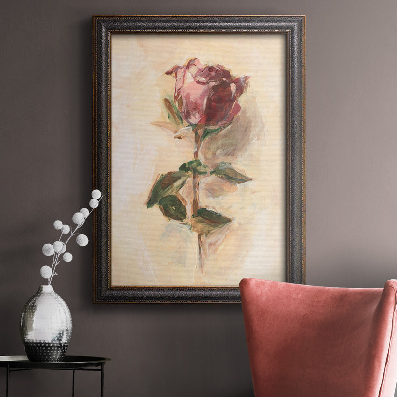 Painterly Rose Study I, toile encadrée de qualité supérieure - prête à être accrochée, H 20 po x l 16 po x P 1 po