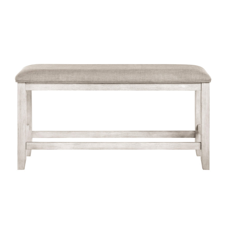 Banc de comptoir Titre moderne avec revêtement texturé gris et finition blanc antique, taille 48 po x 16,5 po, capacité de poids de 300 lb