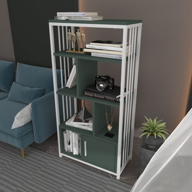 Valero 120cm H x 60cm W Bookcase, Green, White