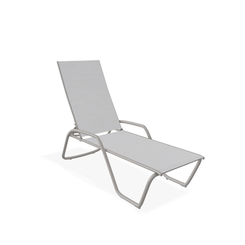 Outdoor Rust-Resistant Metal Chaise Lounge, Textured Desert, Abalone