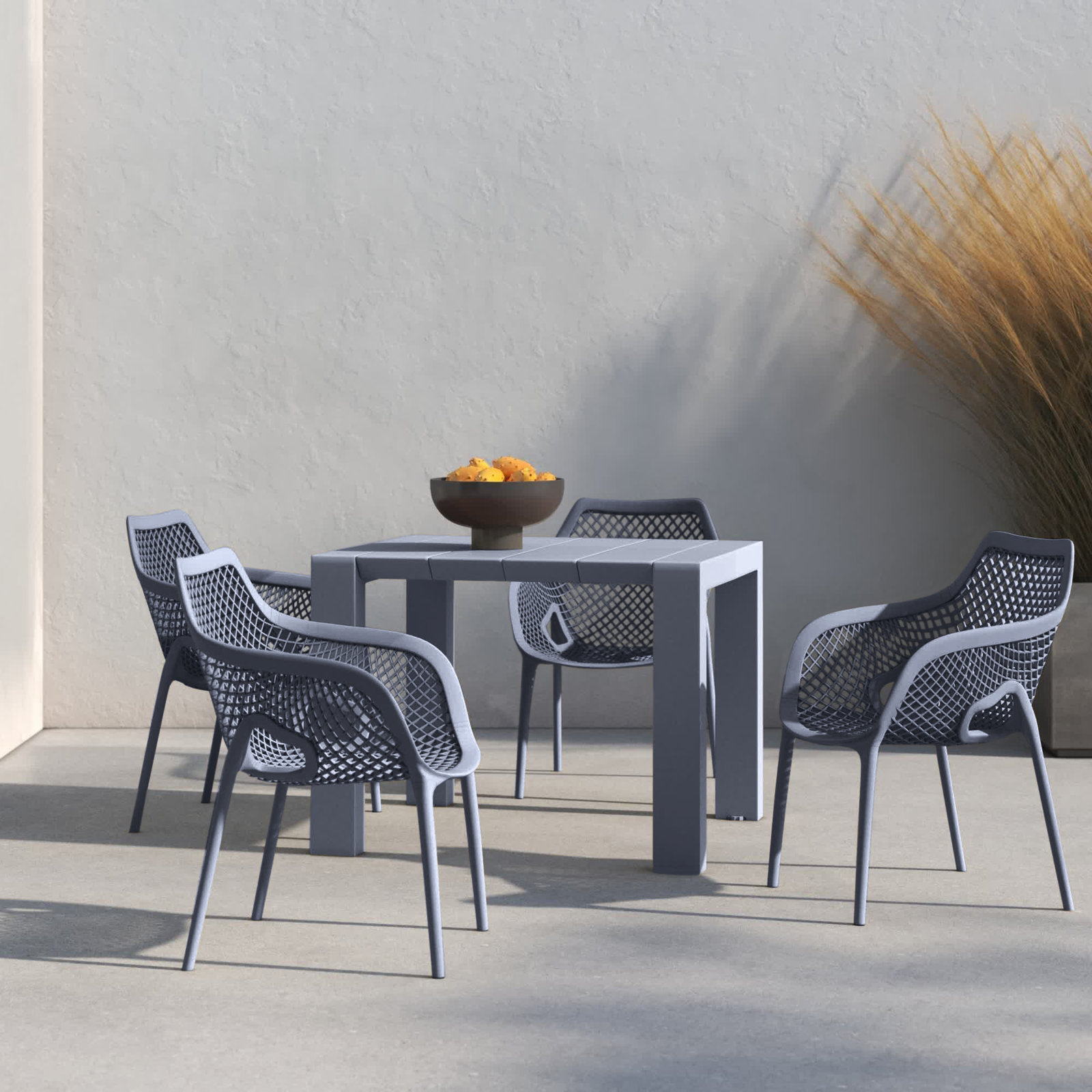 Asherton 55" Patio Dining Set, Dark Gray