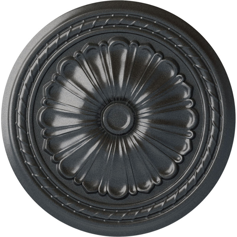 Médaillon de plafond Endurathane Carlsbad, DE 19 1/2 po x P 1 3/4 po, finition argentée peinte à la main, Étain