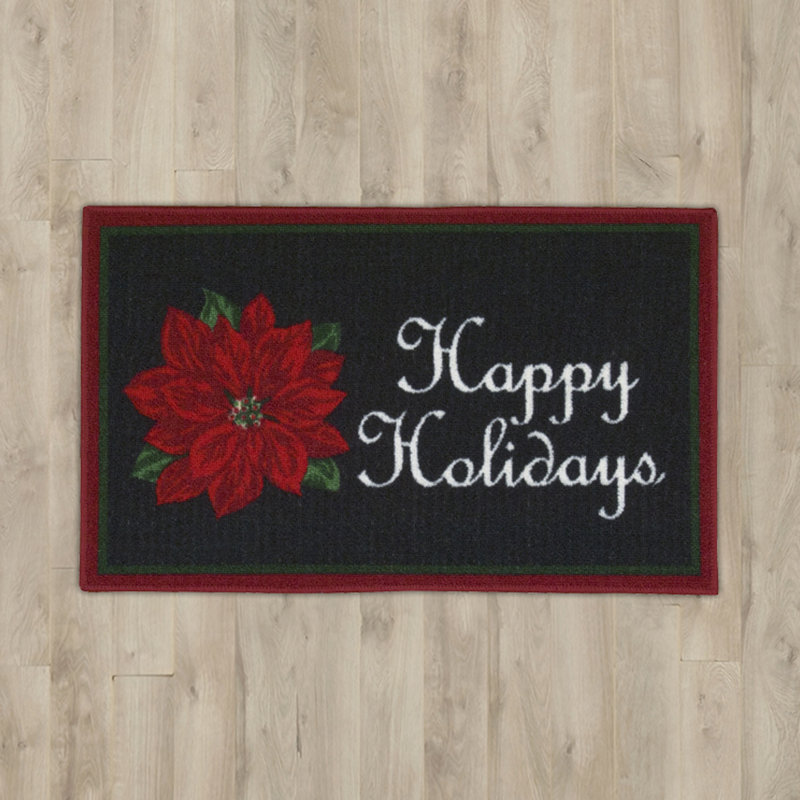 Tapis de zone noire 1 pi 6 po x 2 pi 6 po happy fêtes