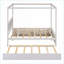 Lit plateforme double à baldaquin en bois avec lit gigogne 2 tiroirs - aucun sommier nécessaire, blanc brossé pour les chambres familiales