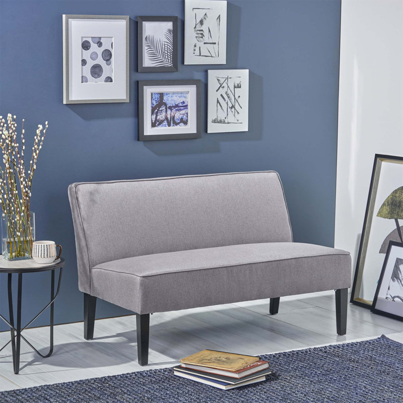 Causeuse rembourrée en lin Nhat, Polyester gris